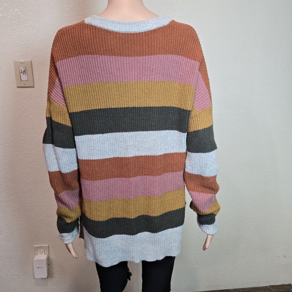 Madewell Thompson Striped Colorblock Crewneck Pocket Sweater Cotton Cozy  Medium - Picture 3 of 11